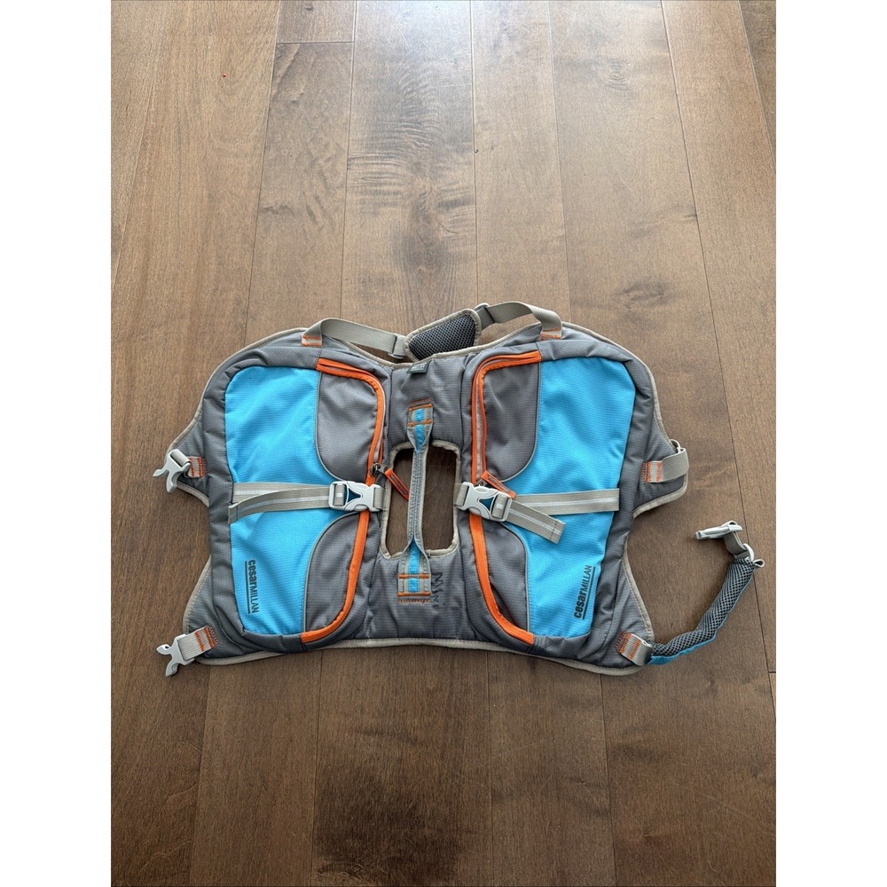 Cesar Millan Dog Backpack Orange Blue Travel Harness Used
